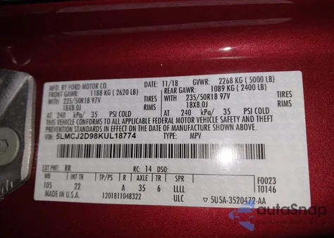 2019 Lincoln Mkc Select z USA, uszkodzony, nr VIN 5LMCJ2D98KUL18774